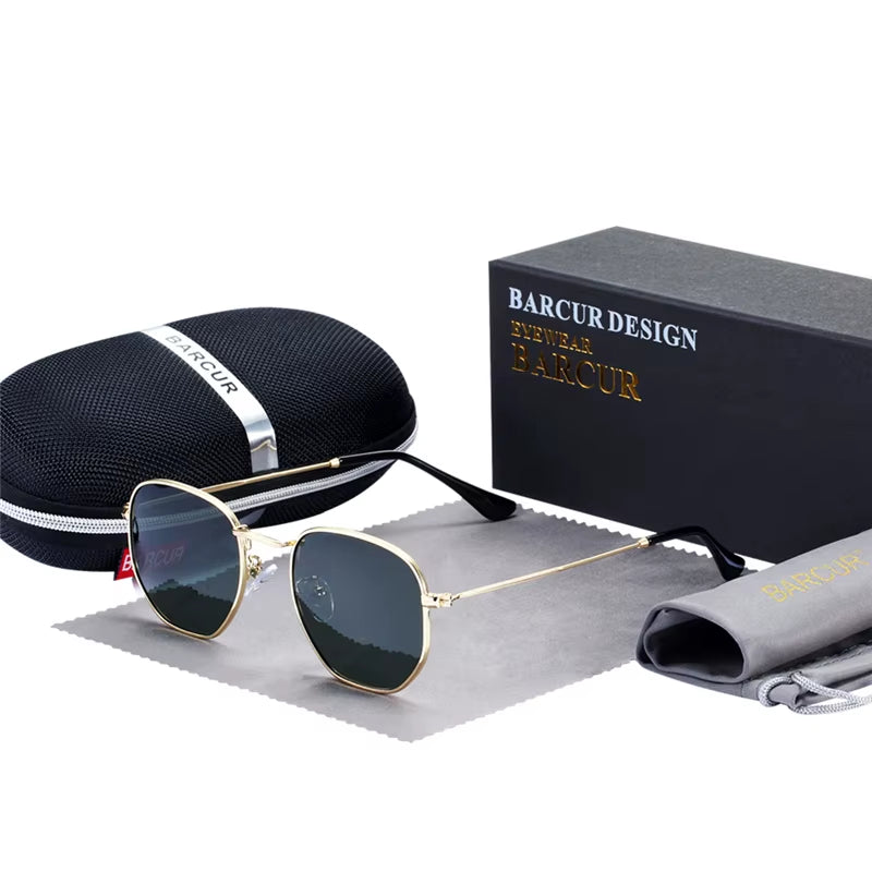 Classic Retro Reflective Sunglasses Man Hexagon Sunglasses Metal Frame Eyewear Sun Glasses with Box Oculos De Sol Gafas