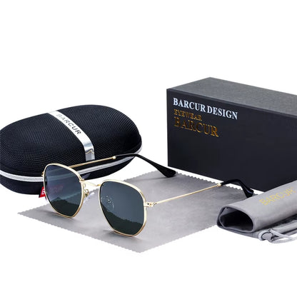 Classic Retro Reflective Sunglasses Man Hexagon Sunglasses Metal Frame Eyewear Sun Glasses with Box Oculos De Sol Gafas