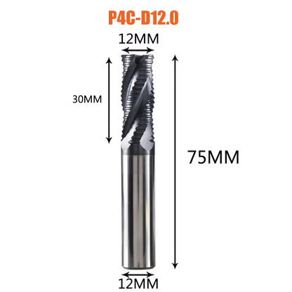 Solid Carbide Roughing End Mill 4 Flute CNC Milling Cutter Bits Router Bit for 50 Hrc Metal Roughing Machining 6Mm to 20Mm