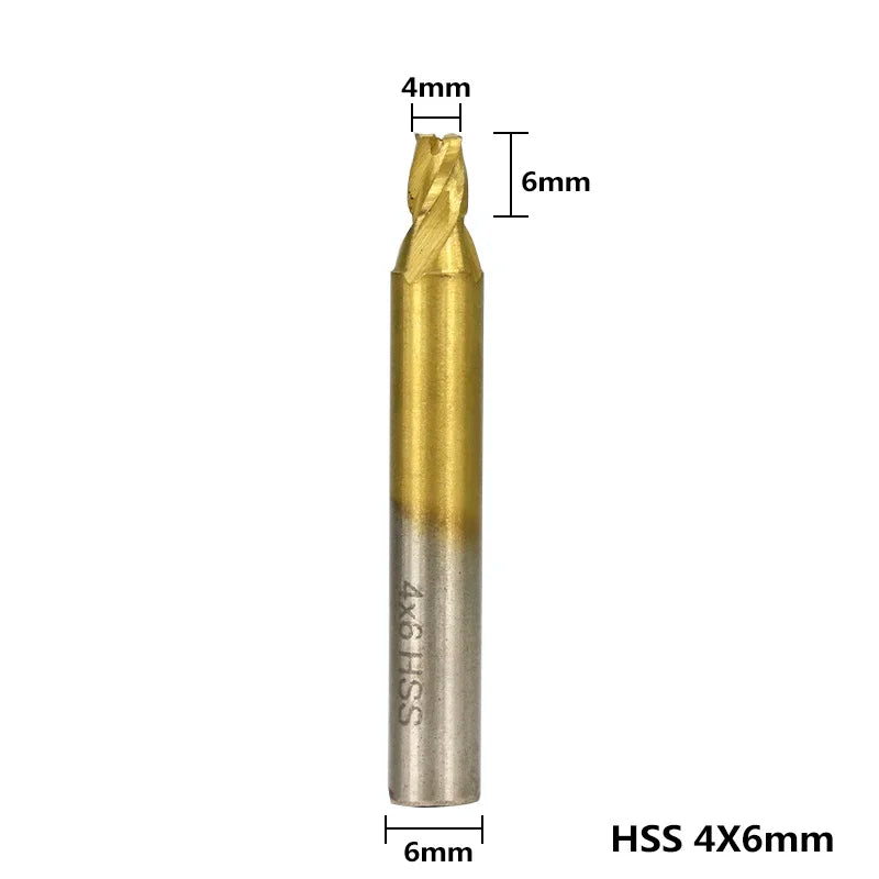 1Pc 6Mm Shank Titanium Coated Key Cutting Machine End Milling Cutter 1/1.5/2.0/2.5/3.0/4.0/5.0Mm Vertical Key Machine