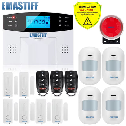 NEW 433Mhz Door Gap Sensor PIR Motion Detector Wireless LCD GSM SIM Card House Security Alarm System Smoke Security Alarm