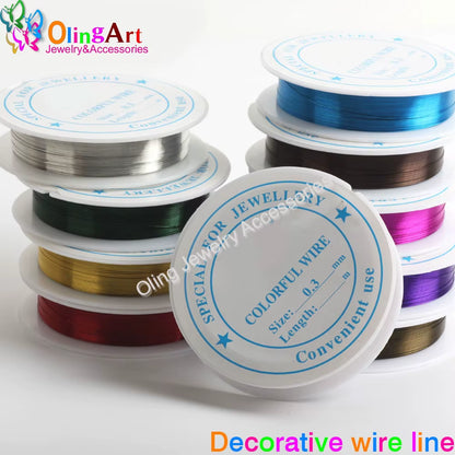 0.4MM 12M/Roll Wire Line Mixed Multicolor Plated Beaded Crafts DIY Choker Bracelet Necklace Jewelry Making