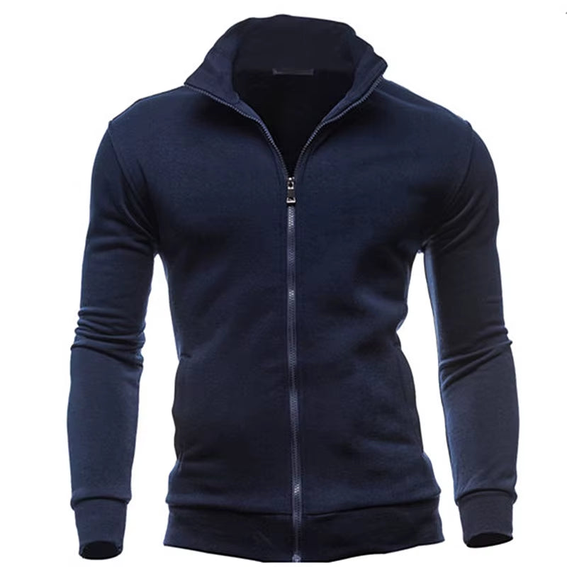 2025 Brand New Men'S No Hoodies Sweatshirts Zipper Stand Collar Men Sweatshirts for Male No Hooded Sweatshirt Man Pullover