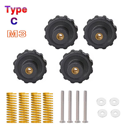 4PCS M3/M4 Screws Nuts Heat Bed Leveling Spring Knob Parts 3D Printers Print Platform Calibration Accessories