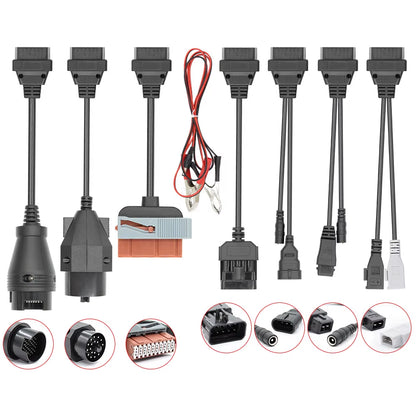 Full Set 8 Pcs Car Truck Converter for Scania 16Pin Male to Female OBD 2 OBD2 Car Auto Connector Extension Cable