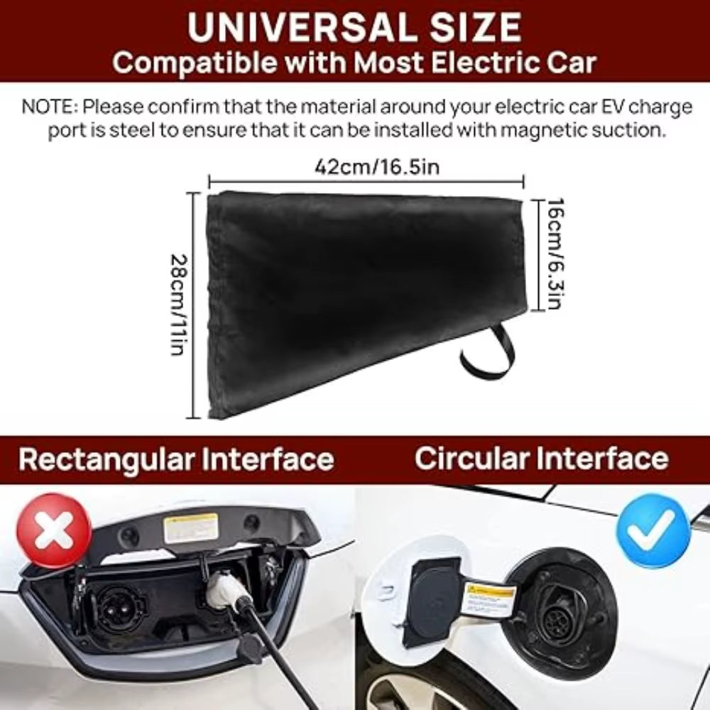 Car Magnetic Adhesion EV Charger Plug Cover for Most Electric Cars All Weather Protection Electric Charging Port Plug Cover