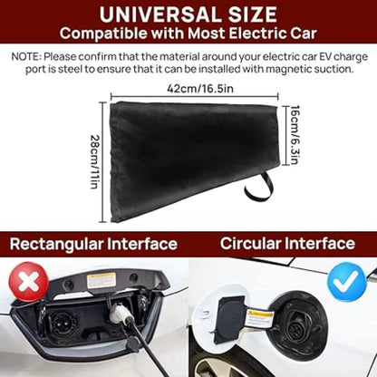 Car Magnetic Adhesion EV Charger Plug Cover for Most Electric Cars All Weather Protection Electric Charging Port Plug Cover