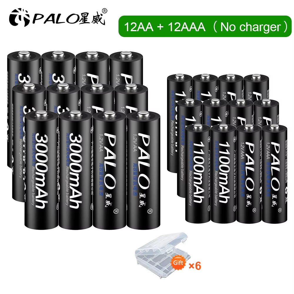 4Pcs 3000Mah 1.2V AA Rechargeable Batteries+4Pcs 1100Mah 1.2V AAA Battery NI-MH AA AAA Rechargeable Battery for Camera Toy