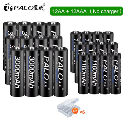 4Pcs 3000Mah 1.2V AA Rechargeable Batteries+4Pcs 1100Mah 1.2V AAA Battery NI-MH AA AAA Rechargeable Battery for Camera Toy