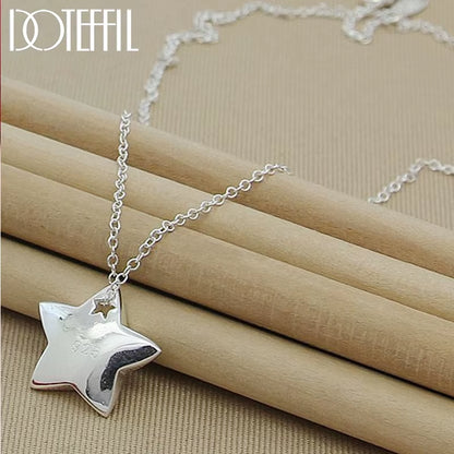 Genuine 925 Sterling Silver Star Pendant Necklace 18 Inches Chain Fashion Jewelry Necklace for Women Hot Sale