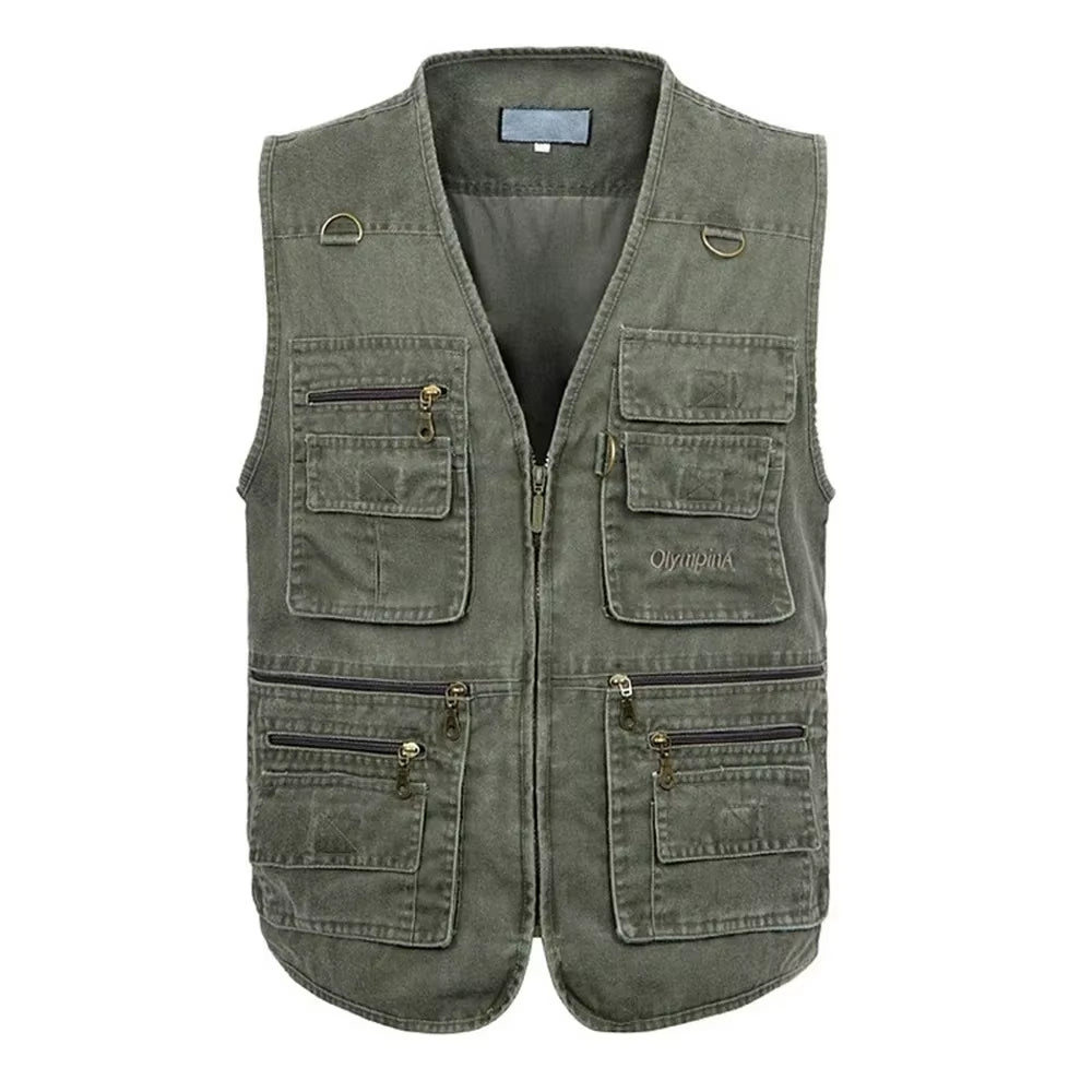 8XL 9XL 10XL New Male Casual Summer Big Size Cotton Sleeveless Vest with Many 16 Pockets Men Multi Pocket Photograph Waistcoat