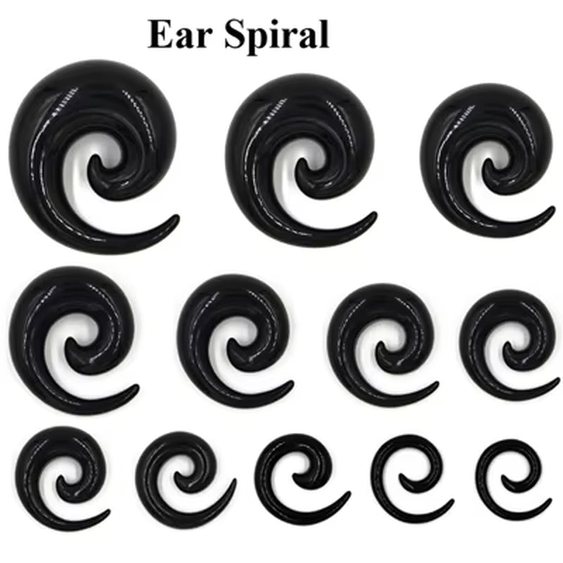 Bog-Pair Black Heart Ear Tunnel Gauge Acrylic Ear Spiral Plugs Ear Taper Stretchers Gauge Expander Saddle Ear Plugs 4-25Mm
