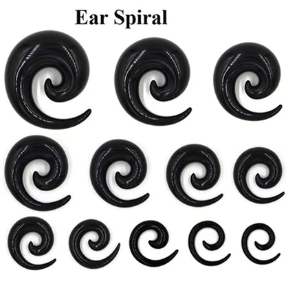 Bog-Pair Black Heart Ear Tunnel Gauge Acrylic Ear Spiral Plugs Ear Taper Stretchers Gauge Expander Saddle Ear Plugs 4-25Mm