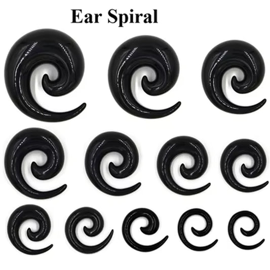 Bog-Pair Black Heart Ear Tunnel Gauge Acrylic Ear Spiral Plugs Ear Taper Stretchers Gauge Expander Saddle Ear Plugs 4-25Mm