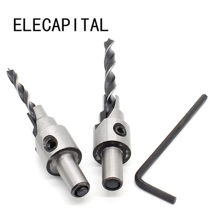 2Pc Countersink Drilling 3 Steps Pilot Drill Bits Set Reamer Screw Wood Window Hinge Hole Saw Chamfer 4 6 5 7Mm Steps 8Mm Shank