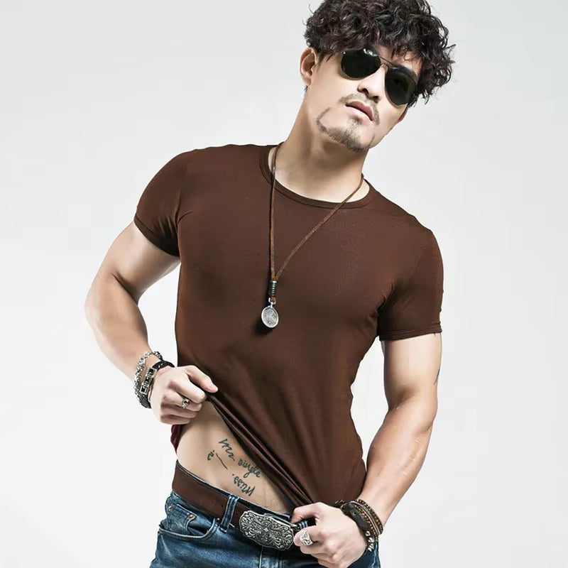 2025 Brand New Men T Shirt Tops V Neck Short Sleeve Tees Men'S Fashion Fitness Hot T-Shirt for Male Man T-Shirt Size 5XL