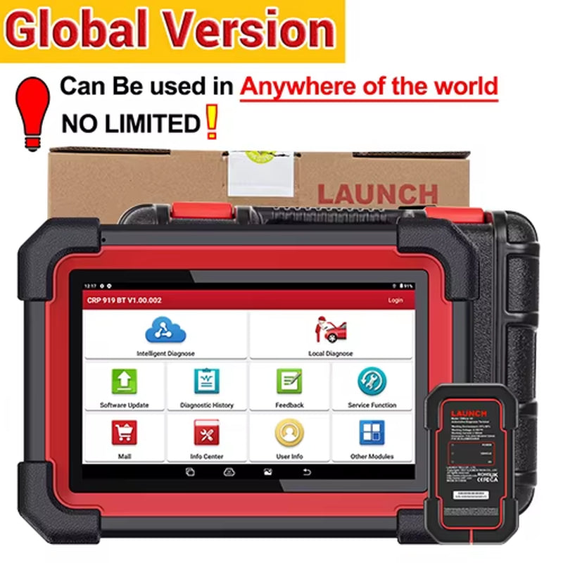 CRP919E BT OBD2 Scanner CAN FD DOIP FCA Full System Car Diagnostic Tools ECU Coding Bidirectional Control 31+ Service