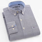 Men'S Long Sleeve Oxford Plaid Striped Work Casual Shirt with Pocket, Spring Autumn Cotton Blend Regular-Fit Button-Down Shirts