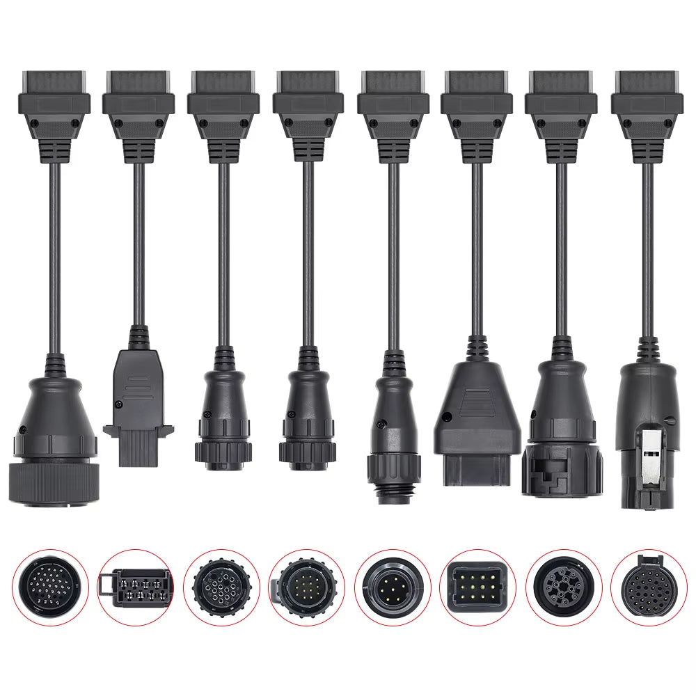 Full Set 8 Pcs Car Truck Converter for Scania 16Pin Male to Female OBD 2 OBD2 Car Auto Connector Extension Cable