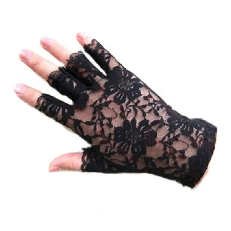 Womens Sexy Dressy Lace Gloves Sunscreen Short Gloves Fingerless Lace Driving Gloves Spring and Summer Mittens Accessories