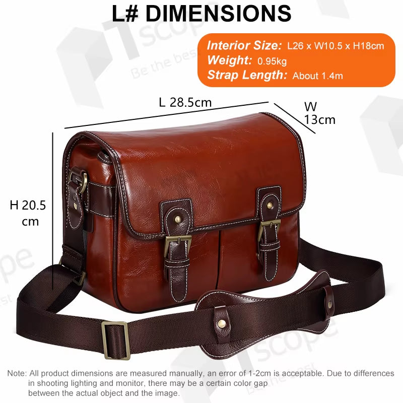 Photo Luxury Camera Stylish Fashion Retro PU Leather Case Handbag Waterproof Shoulder Messenger DSLR Bag for Canon Nikon Sony L