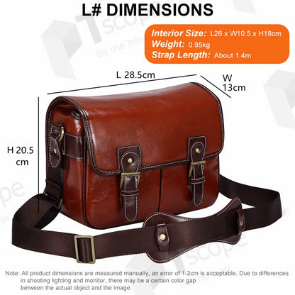 Photo Luxury Camera Stylish Fashion Retro PU Leather Case Handbag Waterproof Shoulder Messenger DSLR Bag for Canon Nikon Sony L