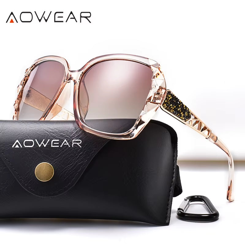 Women'S Luxury Gradient Oversized Sunglasses Women Polarized Square Vintage Sun Glasses Ladies Diamond Shades Gafas De Sol Mujer