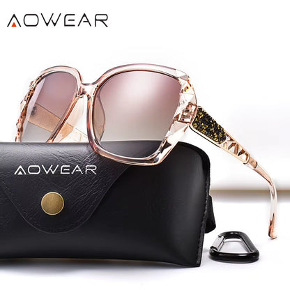 Women'S Luxury Gradient Oversized Sunglasses Women Polarized Square Vintage Sun Glasses Ladies Diamond Shades Gafas De Sol Mujer
