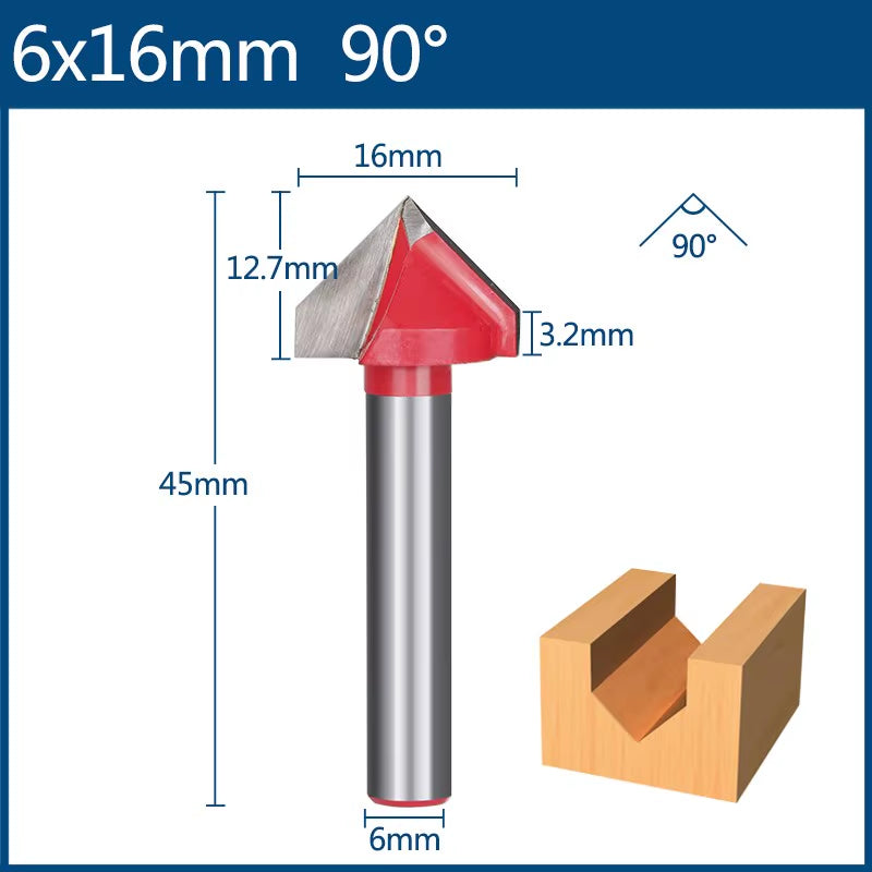 6Mm Router Bit V Shape Groove Milling Cutter Carbide Engraving Bit Woodworking Cutter