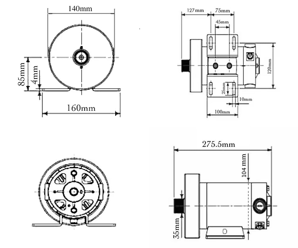 Treadmill Dc Motor Permanent Magnet Dc Motor 2.0Hp Dc180V 5A