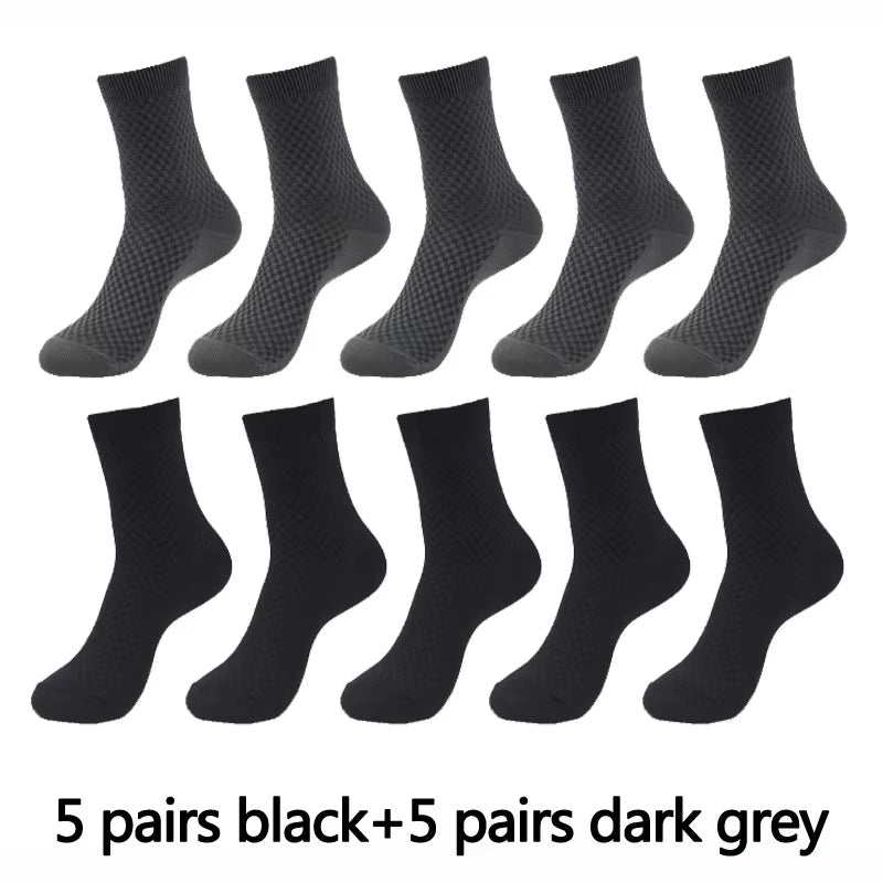 10 Pairs High Quality Bamboo Fiber Men'S Socks Business Breathable Deodorant Compression Socks Men Long Big Size EUR 38-46