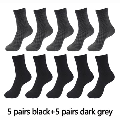 10 Pairs High Quality Bamboo Fiber Men'S Socks Business Breathable Deodorant Compression Socks Men Long Big Size EUR 38-46