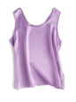 . Women Basic Cozy Tanks, 100%Real Silk, O Neck Sleeveless Chic T Shirt, 2025 Solid Summer Vests, White, Pink, Beige
