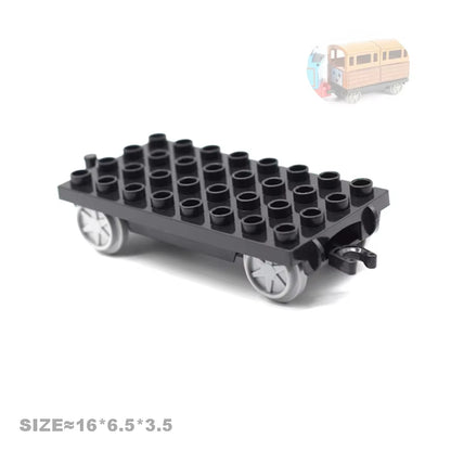 Big Building Blocks Accessories Compatible Train Track Set Traffic Signs Trailer Carriages Railway Rails Children Bricks Toys