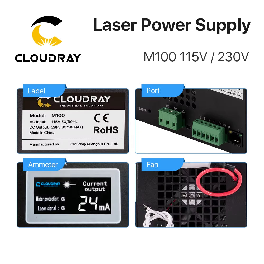 80-100W CO2 Laser Power Supply for CO2 Laser Engraving Cutting Machine M100W Category