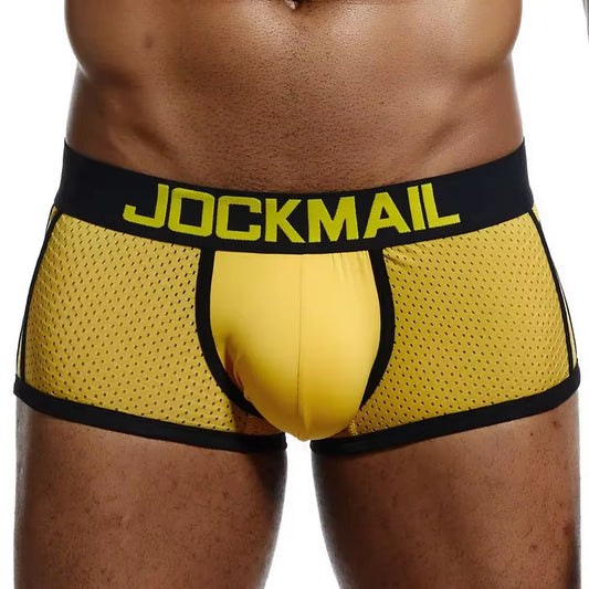 Brand Men Mesh Underwear Boxers Calzoncillos Hombre Gay Sleepwear Cueca Boxer Breathable Crotch Male Panties Shorts