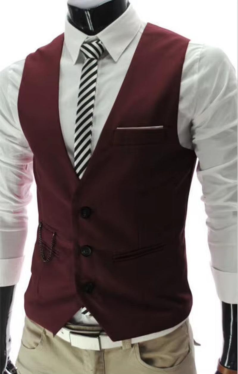 2025 New Arrival Dress Vests for Men Slim Fit Mens Suit Vest Male Waistcoat Gilet Homme Casual Sleeveless Formal Business Jacket