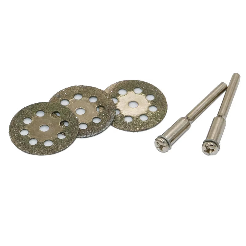 New Hot Sale 10Pcs 22Mm Mini Sharp Diamond Cut off Rotary Tool Cutting Disc Disks DIY Tools Accessories for Dremel with 2Pcs Rod