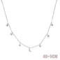 925 Sterling Silver Clear CZ Station Multi Charm Choker Fashion Delicate Dainty Disco Dots Drip Drop Pendant Necklace for Women