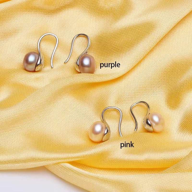 925 Sterling Silver Natural Pearl Earrings Simple round Classic Earrings Fashion Fine Jewelry Gifts Earrings for Women