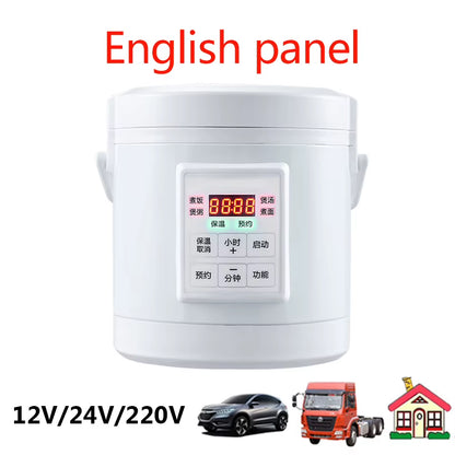 1.6L Electric Rice Cooker 12V 24V Cars/Trucks Soup Pot Multicooker Porridge Cooking Machine Food Steamer Heater Lunch Box Warmer