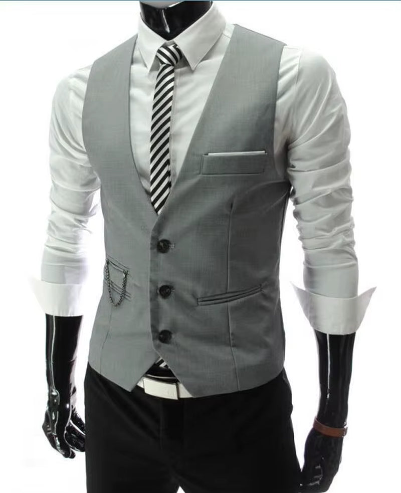 2025 New Arrival Dress Vests for Men Slim Fit Mens Suit Vest Male Waistcoat Gilet Homme Casual Sleeveless Formal Business Jacket