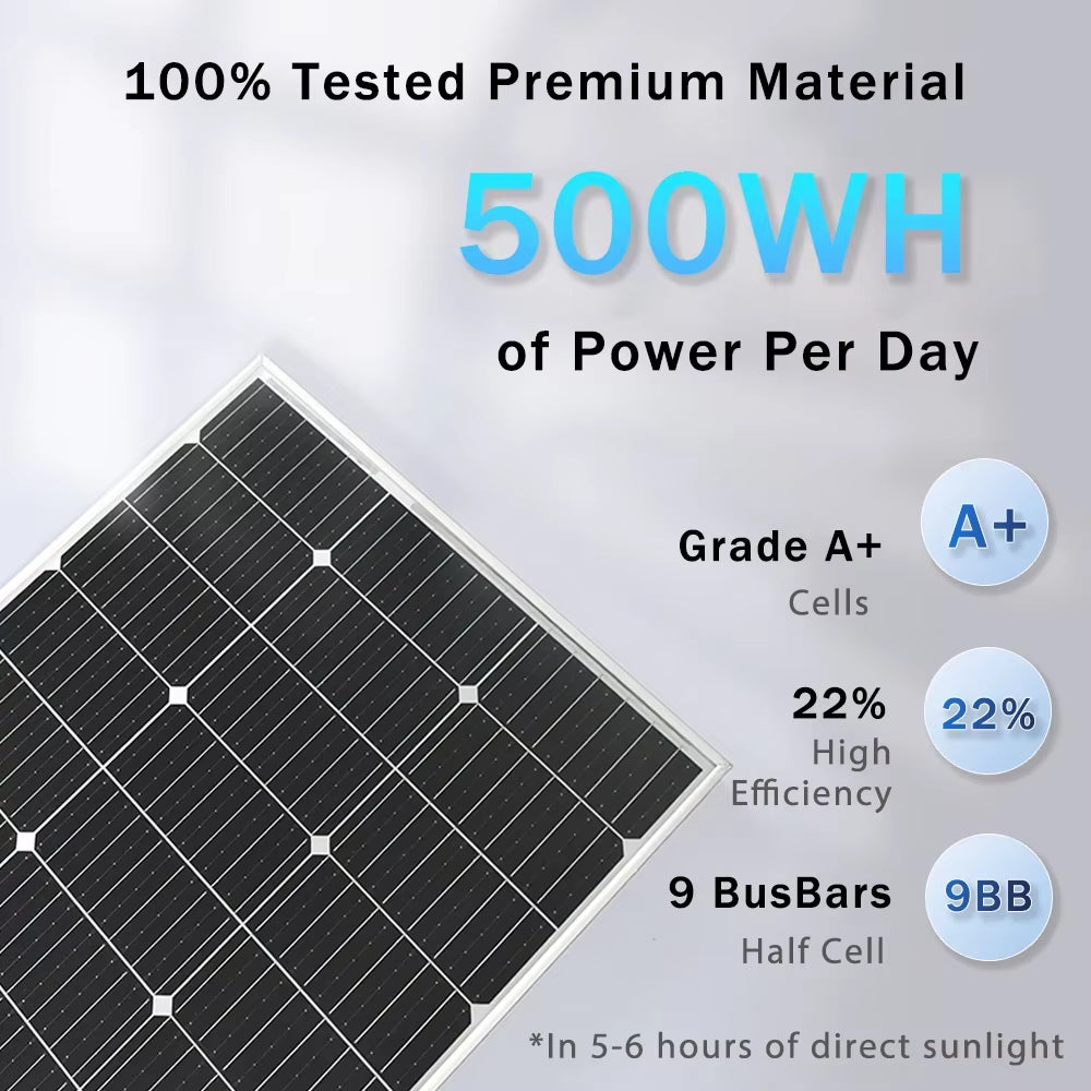 Solar Panel 100W 120W140W 160W 18V Rigid Solar Panel 25 Year Photovoltaic Monocrystalline Cell 12V Battery Charge