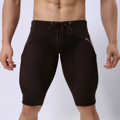 Summer Style Shorts Breathable Mesh Men Tight Beach Shorts Men Multifunction Knee Length Board Shorts Beach Wear