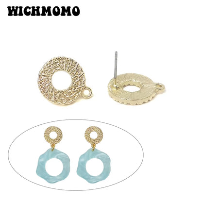 New 16*13Mm 10Pieces/Bag Zinc Alloy Gold Concentric Circles Earring Base Connectors Linkers for DIY Earring Jewelry Accessories