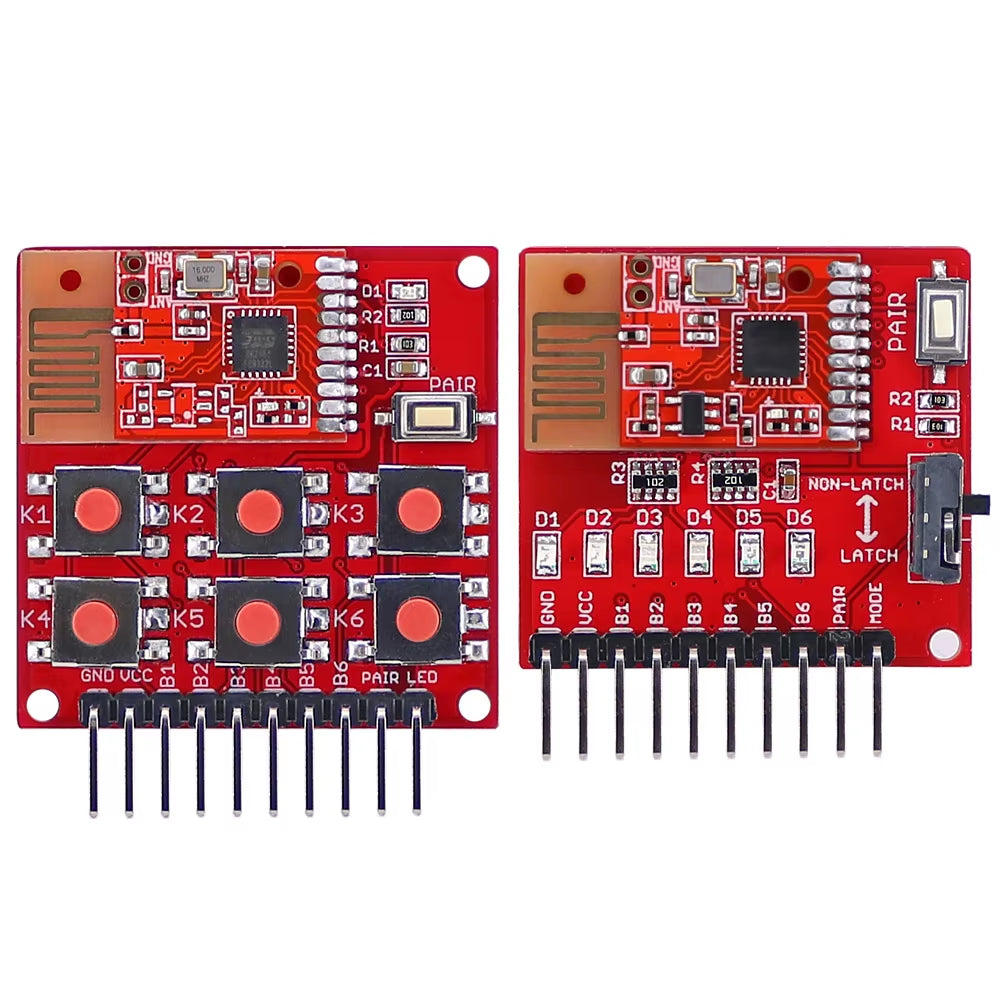 2.4G 2.5G Wireless Switch Remote Kit 6 Channel Transmitter Receiver Module without Programming for DIY Onboard Pair Button