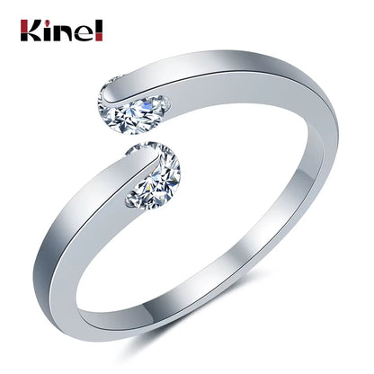 Hot 585 Rose Gold 0.25Ct Rings Double round Natural Zircon Stone Wedding Ring for Women Fashion Fine Jewelry Girls