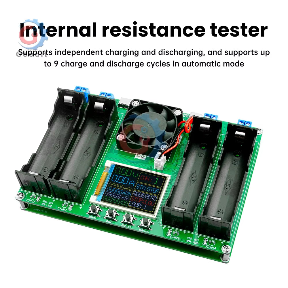 18650 21700 Type-C 4Channel Battery Capacity Tester LCD Display Mah Lithium Digital Battery Detection Module for Battery Testing