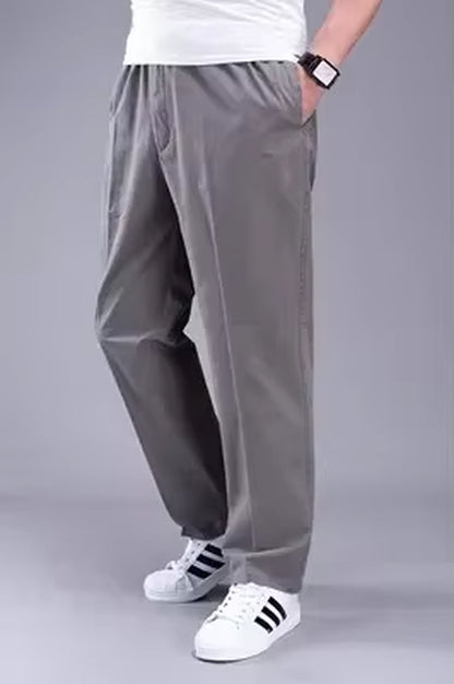 Plus Size 8XL 11XL 12Xl Middle-Aged Men'S Summer Thin Elastic Band High Waist Cotton Casual Trousers Dad Oversize 9XL 8XL 7XL