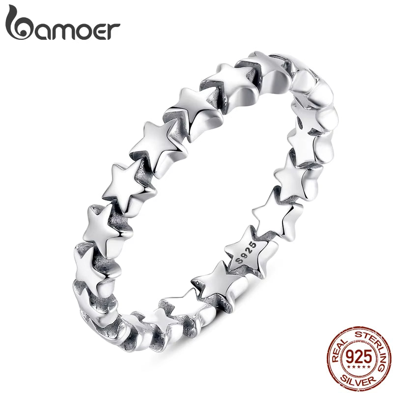 HOT SALE Genuine Silver 925 Star Ring for Women Wedding 100% 925 Sterling Silver Stackable Finger Ring Jewelry PA7151